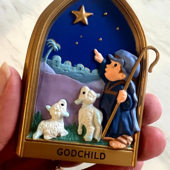Vintage Hallmark Keepsake Christmas Ornament for Godchild -Shepherd Boy with Lam - Picture 11 of 11